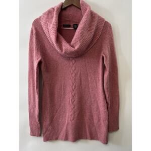 Angora Wool Blend Cowl Neck Sweater Tunic Light Pink Medium Y2K Soft Cozy VTG